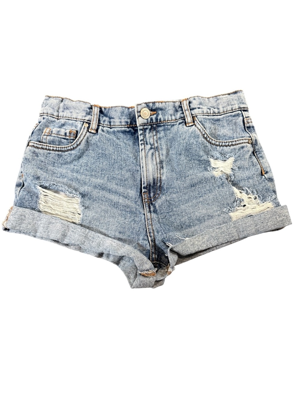 Urban Kids Girls sz 16  Light Blue Distressed Denim Shorts with Cuffed Hem - Picture 2 of 6